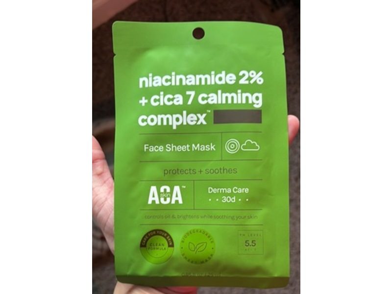 AOA Skin Protects + Soothes Face Sheet Mask, Niacinamide 2% + Cica, 0.85 fl oz/25 mL
