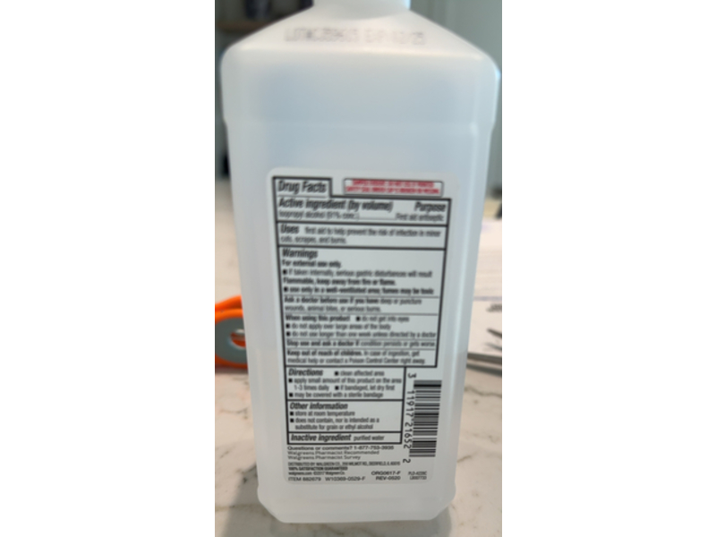 Walgreens First Aid Antiseptic, 91 % Isopropyl Alcohol, 16 fl oz/473 mL