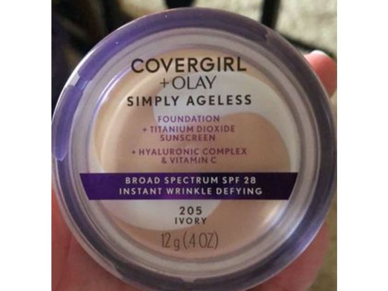 Covergirl + Olay Simply Ageless Instant Wrinkle Defying Foundation, SPF 28, 205 Ivory, 0.4 oz/12 g