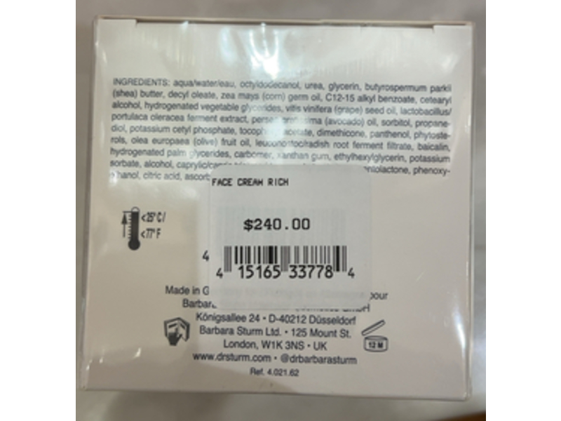 Dr. Barbara Sturm Rich Face Cream, 1.69 fl oz/50 mL