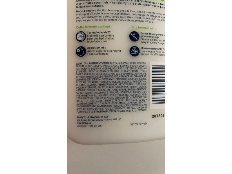 CeraVe Hydrating Cream-To-Foam Cleanser, Normal to Dry Skin, 562 mL