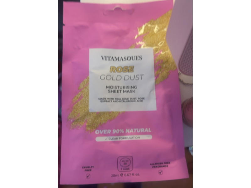 Vitamasques Moisturising Sheet Mask, Rose Gold Dust, 0.67 fl oz/20 mL