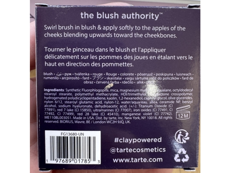 Tarte Amazonian Clay 12-Hour Blush, Fearless, 0.12 oz/3.6 g