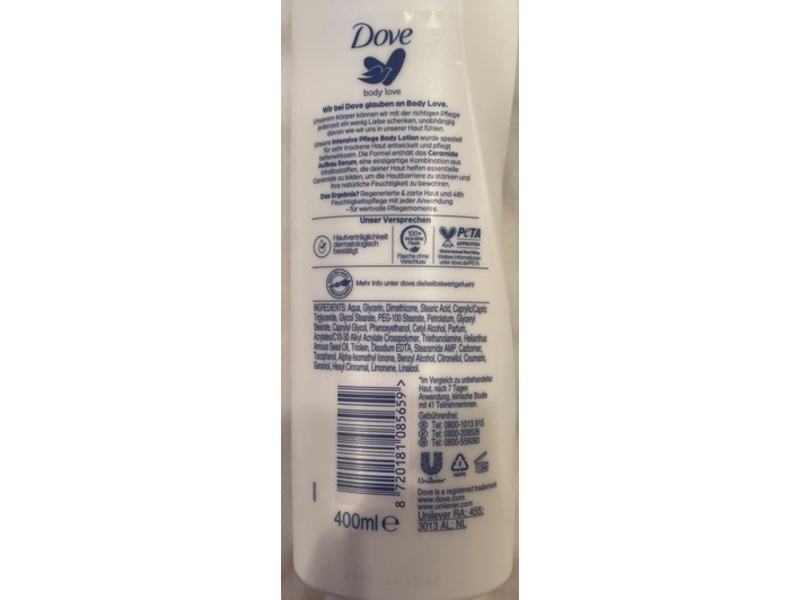 Dove Body Love Intensive Care Body Lotion, 400 mL