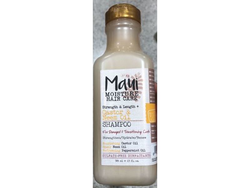 Maui Moisture Hair Care Shampoo, Strength & Length + Castor & Neem Oil, 15 fl oz/385 mL