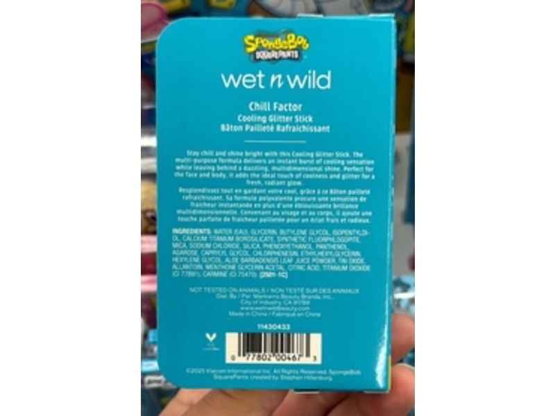 wet n wild SpongeBob SquarePants Cooling Glitter Stick, Chill Factor, 0.46 oz/13 g