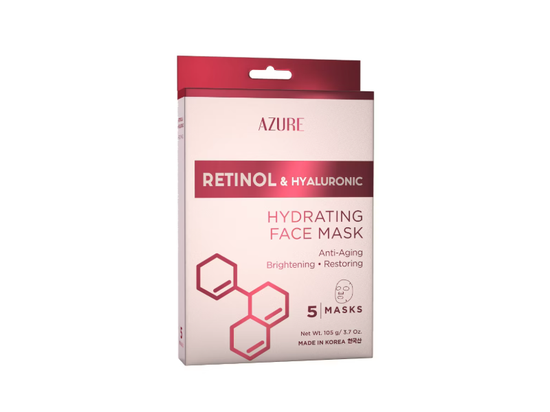 Azure Hydrating Face Mask, Retinol & Hyaluronic, 3.7 oz/105 g, Pack Of 5