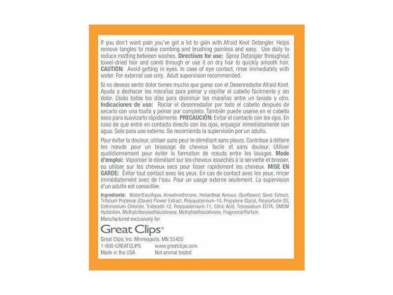 Solutions by Great Clips Kid's Afraid Knot Detangler, 8oz | Light Detangling Spray for Children | Protects & Moisturizes Hair | Recommended for Ages 4-10