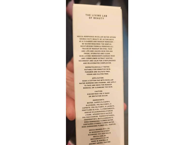 Mecca Cosmetica Face Series Micellar Water, Cornflower & Damask Rose Extracts, 5.07 fl oz/150 mL