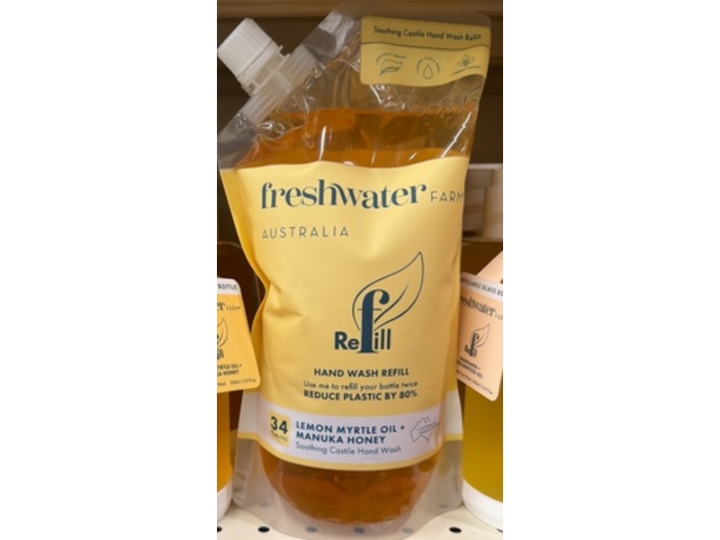 Freshwater Farm Australia Hand Wash Refill, Lemon Myrtle Oil+Manuka Honey, 34 fl oz/1 L