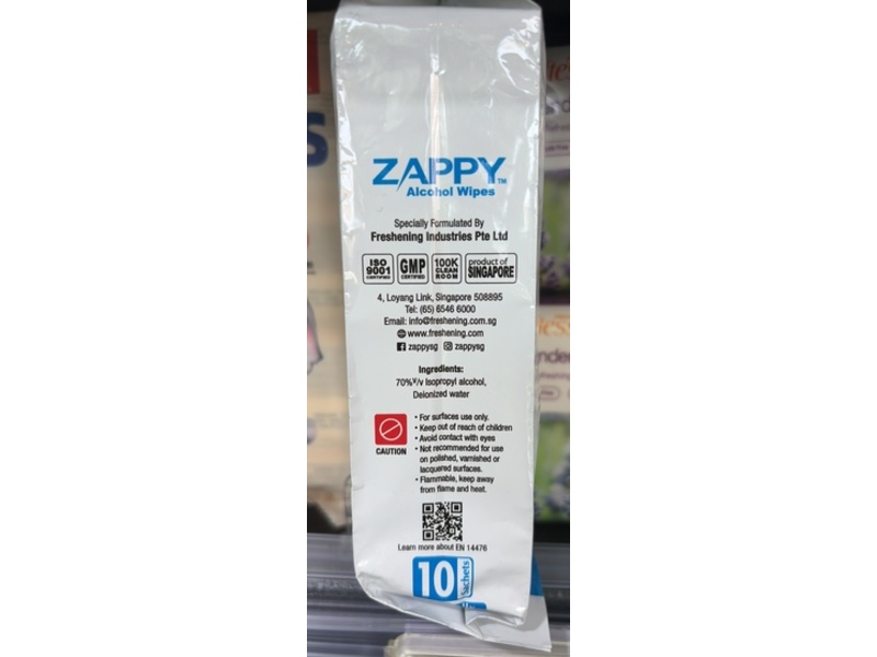 Zappy Alcohol Wipes, 10 Count
