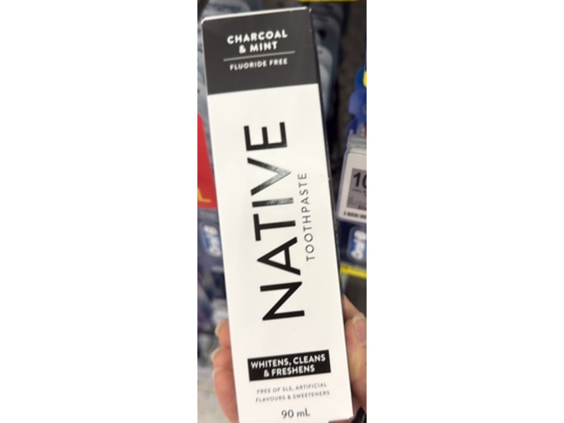 Native Fluoride Free Toothpaste, Charcoal & Mint, 90 mL