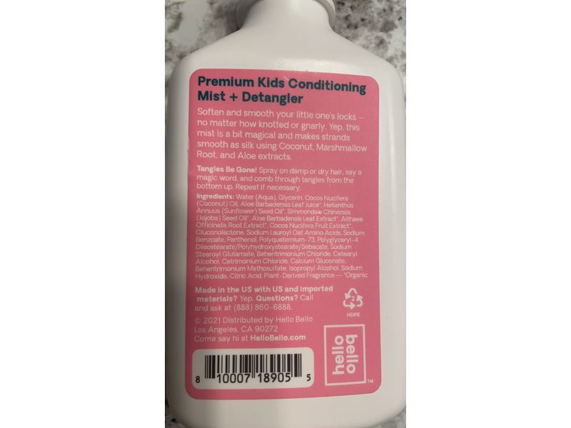 Hello Bello Kids Conditioning Mist + Detangler, Watermelon, 6.7 fl oz/200 mL