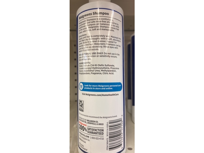Walgreens Rinse Free Shampoo, 16 fl oz/473.1 mL
