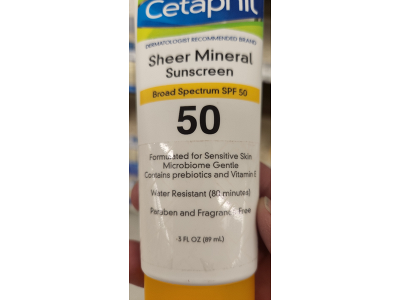 Cetaphil Sheer Mineral Sunscreen, Paraben And Fragrance Free, SPF 50, 3 fl oz/89 mL