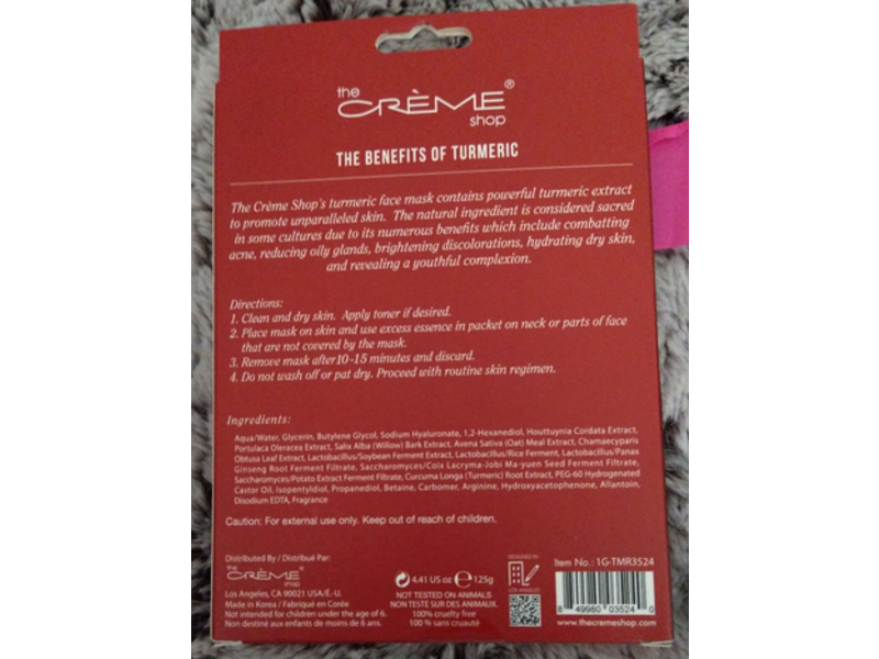 The Creme Shop Natural Essence Face Sheet Mask, Turmeric, 5 Count