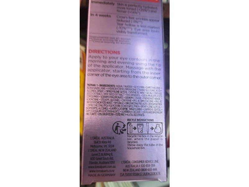 L'Oreal Revitalift Filler Anti-Ageing Eye Care, 15 mL