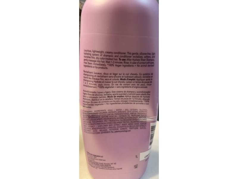 Pureology Hydrate Sheer Conditioner, 33.8 fl oz/1L