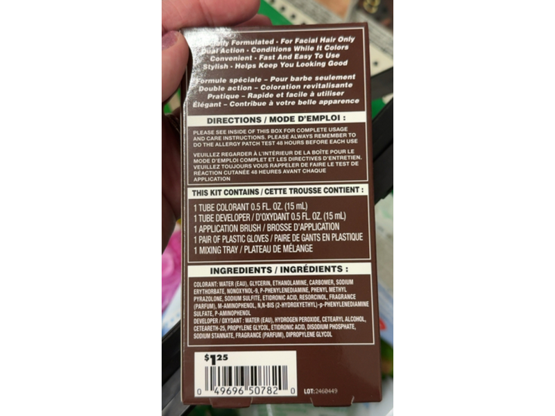 Color For Him Mustache & Beard Brush In Color Gel, Brown, 0.5 fl oz/15 mL, 6 Count