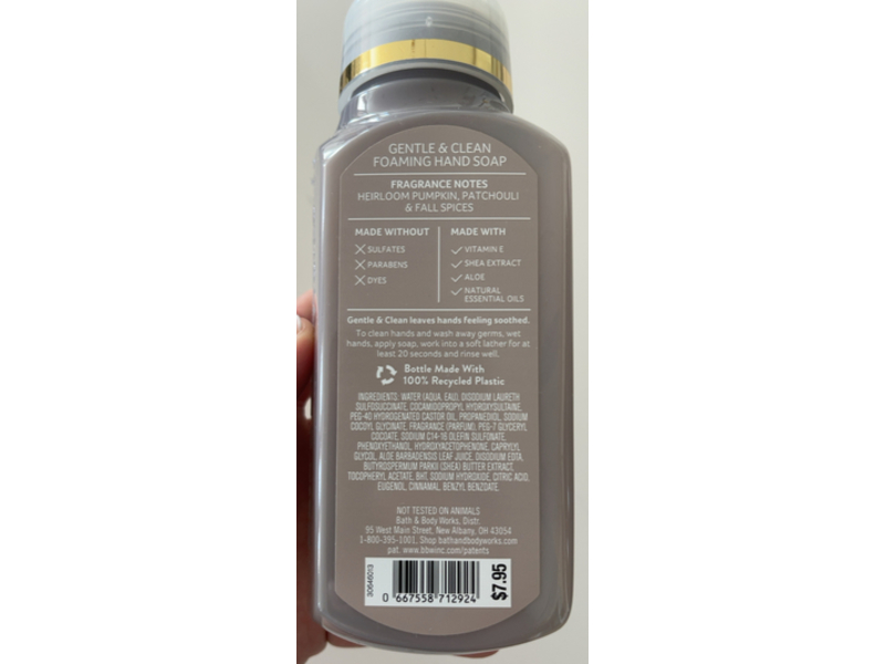 Bath & Body Works Gentle & Clean Foaming Hand Soap, Farmhouse Pumpkin & Spice, 8.75 fl oz/259 mL