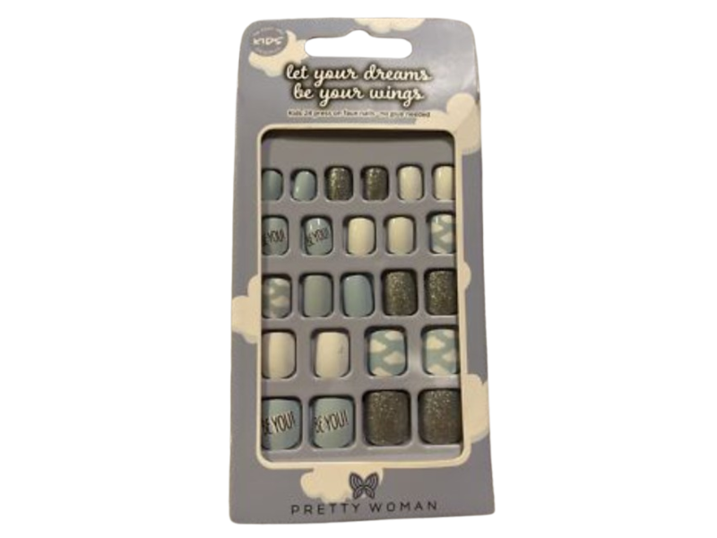 Pretty Woman Kids Press On Faux Nails, Let Your Dreams Be Your Wings, 24 Count