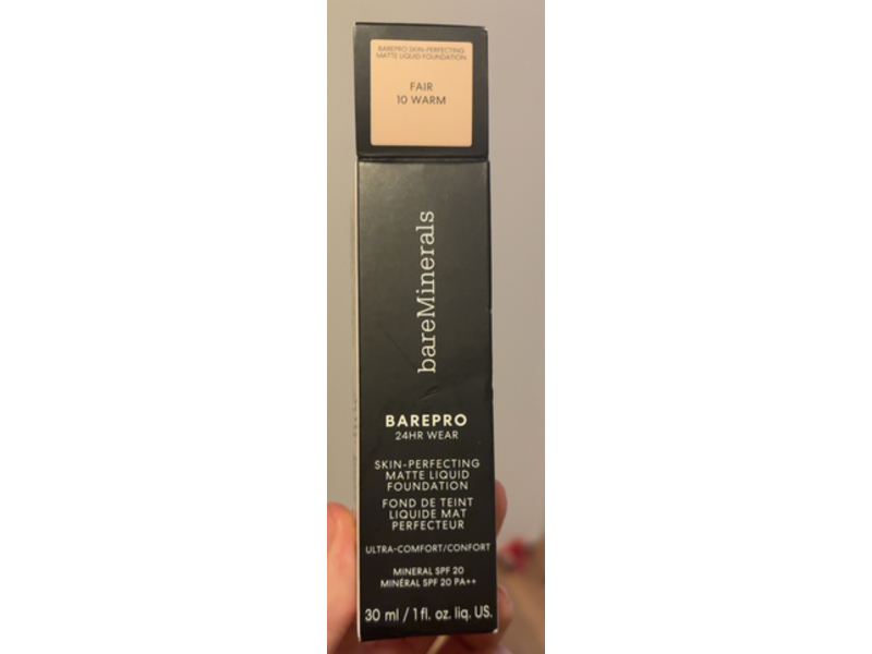 Bare Minerals Barepro Matte Liquid Foundation, Fair 10 Warm, SPF 20 PA++, 1 fl oz/30 mL