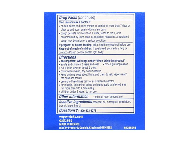 Vicks VapoRub Ointment, 6 oz/170 g