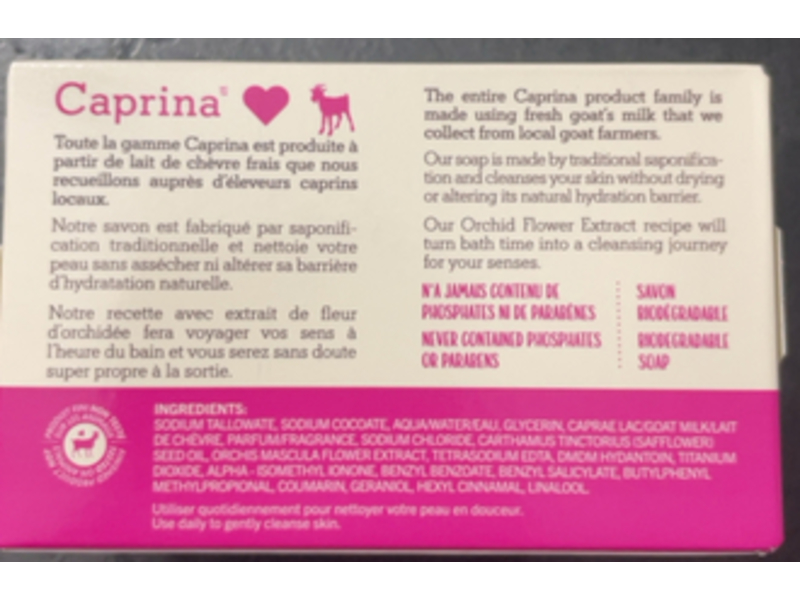 Caprina Fresh Goat's Milk Soap Bar, Orchid, 5 oz/141 g, Pack Of 12