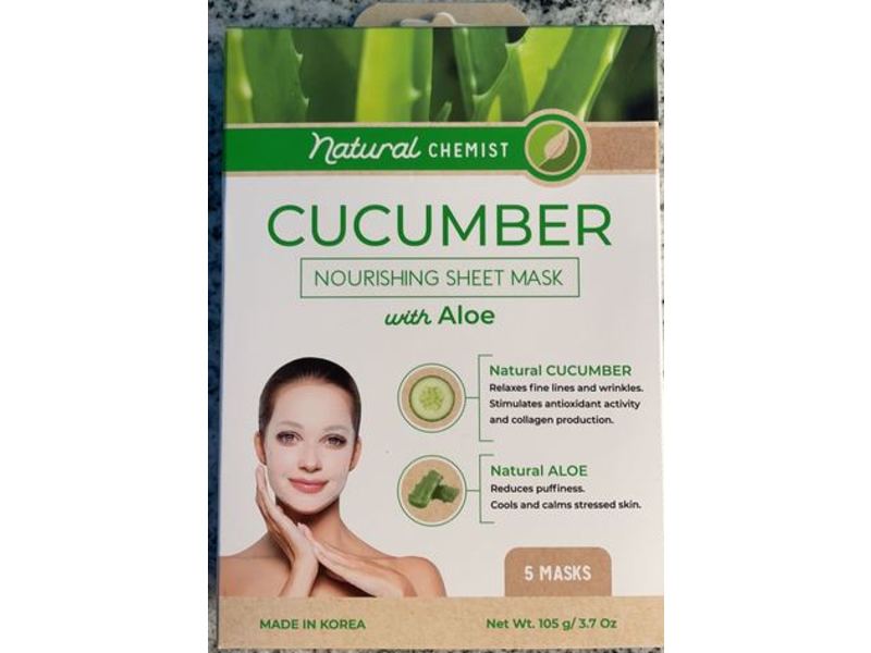 Natural Chemist Nourishing Sheet Mask, Cucumber & Aloe, 3.7 oz/105 g