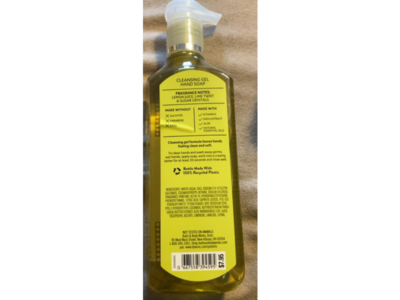 Bath & Body Works Cleansing Gel Hand Soap, Sunshine & Lemons, 8 fl oz/236 mL