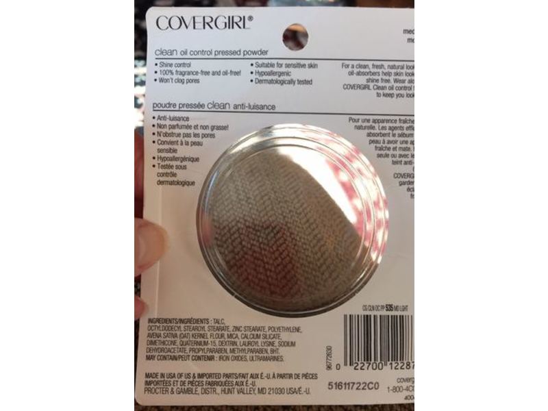 CoverGirl Clean Matt Pressed Powder, 535 Medium Light, 0.35 oz