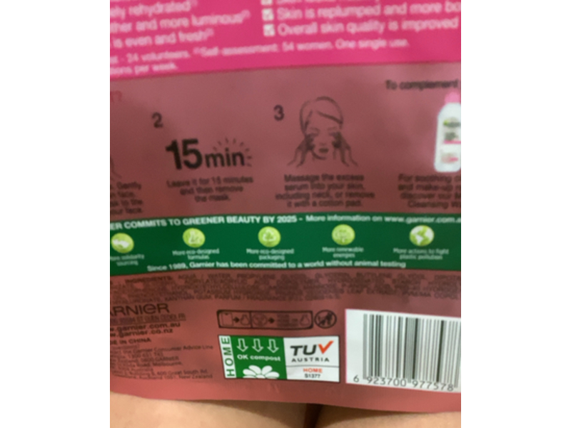 Garnier Skinactive Hydra Bomb Face Sheet Mask, Hyaluronic Acid + Sakura, 28 g