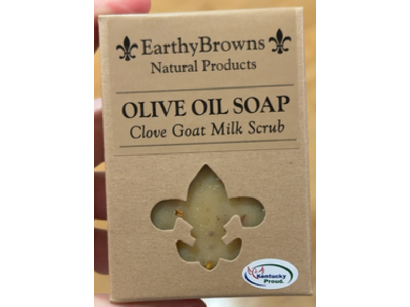 Earthy Browns Olive Oil Soap, Clove Goat Milk Scrub, 6 oz