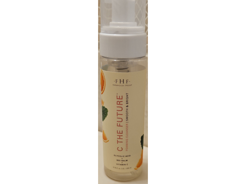 FarmHouse Fresh C The Future Foaming Cleanser, Glycolic Acide + Bee Blam+ Vitamin C, 6.76 fl oz/200 mL