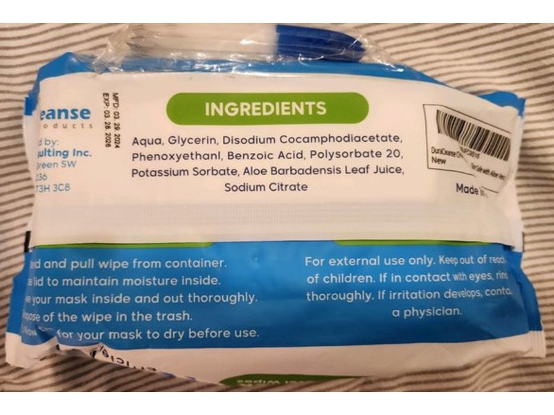 Dura Cleanse Cpap Wipes, Aloe Vera, 150 Count