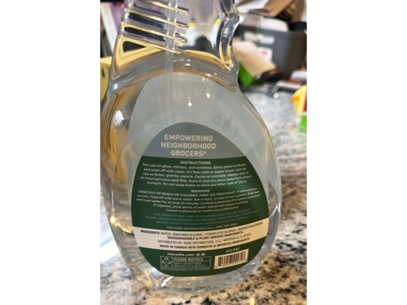 Cadia Glass Cleaner, Free & Clear, 32 fl oz/946 mL