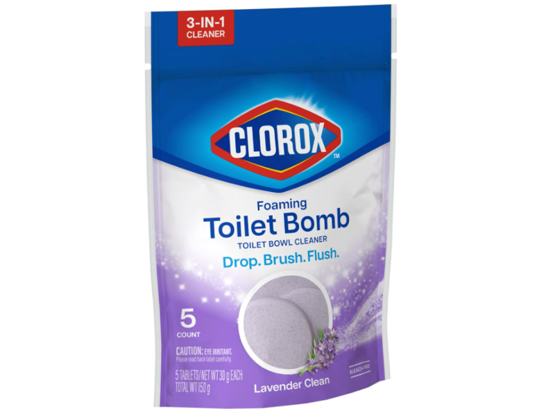 Clorox Foaming Toilet Bomb Toilet Bowl Cleaner, Lavender Clean, 30 g , 5 Count