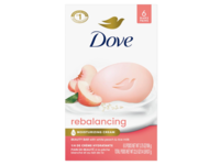 Dove Rebalancing Bar Soap, White Peach & Rice Milk, 3.75 oz/106 g, Pack Of 6 - thumbnail 1
