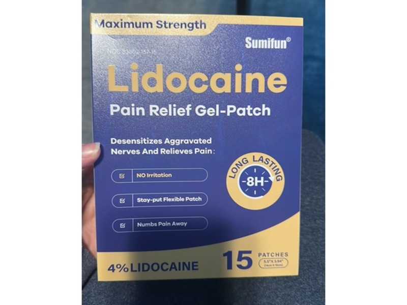 Sumifun Pain Relief Gel-Patch, 14% Lidocaine, 15 Count