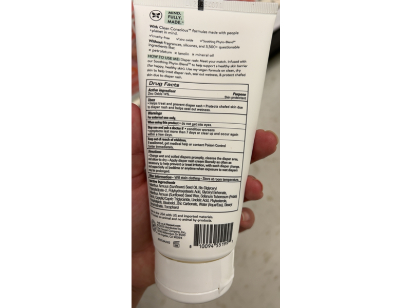 The Honest Company Sensitive Everyday Diaper Rash Cream, 6 oz/170 g
