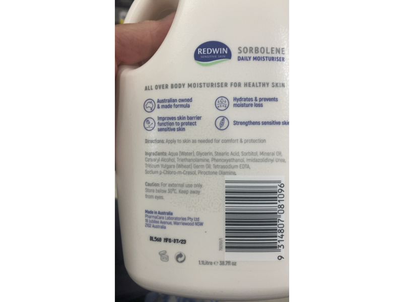 Redwin Sorbolene Daily Moisturiser, Natural Vitamin E, 1.1 L