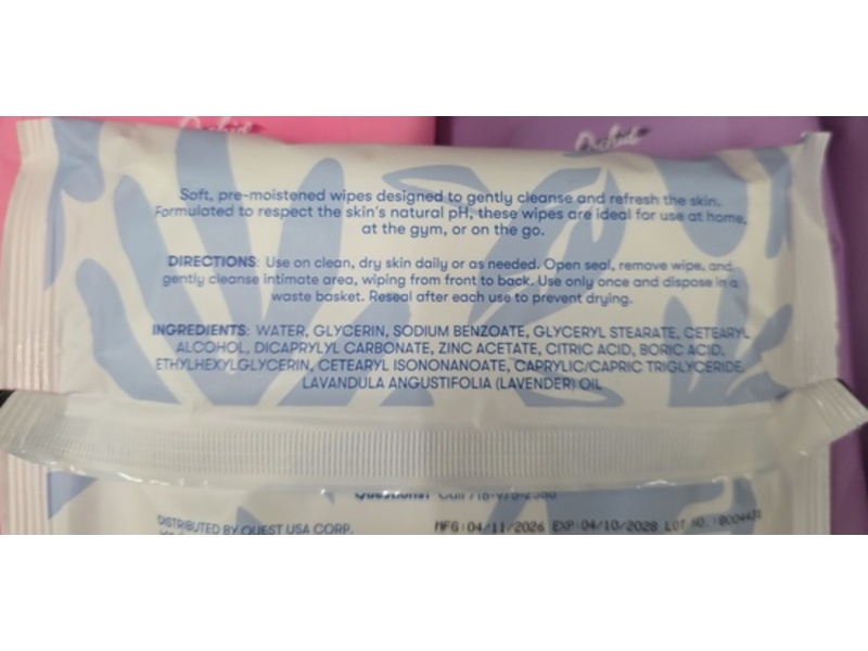 Orchid Feminine Wipes, Boric Acid, 40 Count