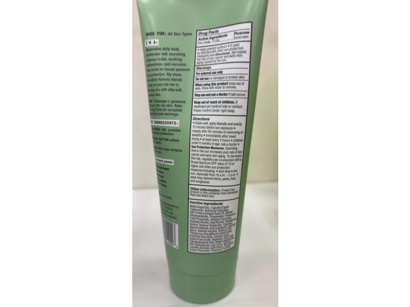 Versed Total Package Replenishing Body Lotion, SPF 30, Grapeseed Oil + Cupuaco Butter, 6 fl oz/177 mL