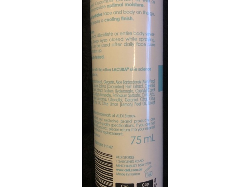 Lacura Hydra Code Face Mist, Cucumber Extract & Aloe Vera, 75 mL