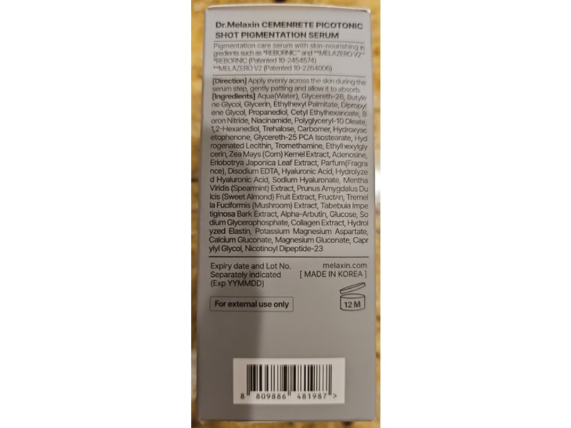 Dr.Melaxin Calcium Cemenrete Picotonic Shot Pigmentation Serum, 1.01 fl oz/30 mL