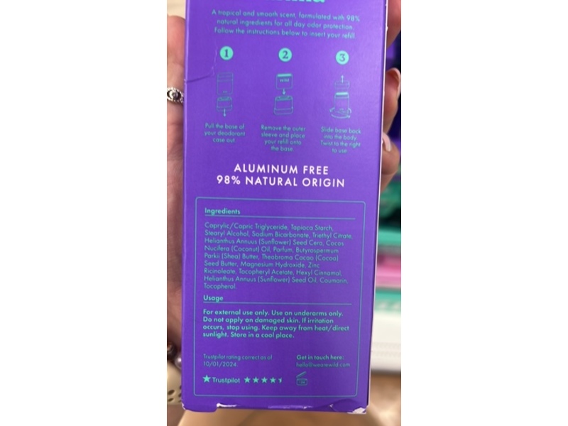 Wild Refillable Deodorant, Coconut & Vanilla, 1.4 fl oz/40 g