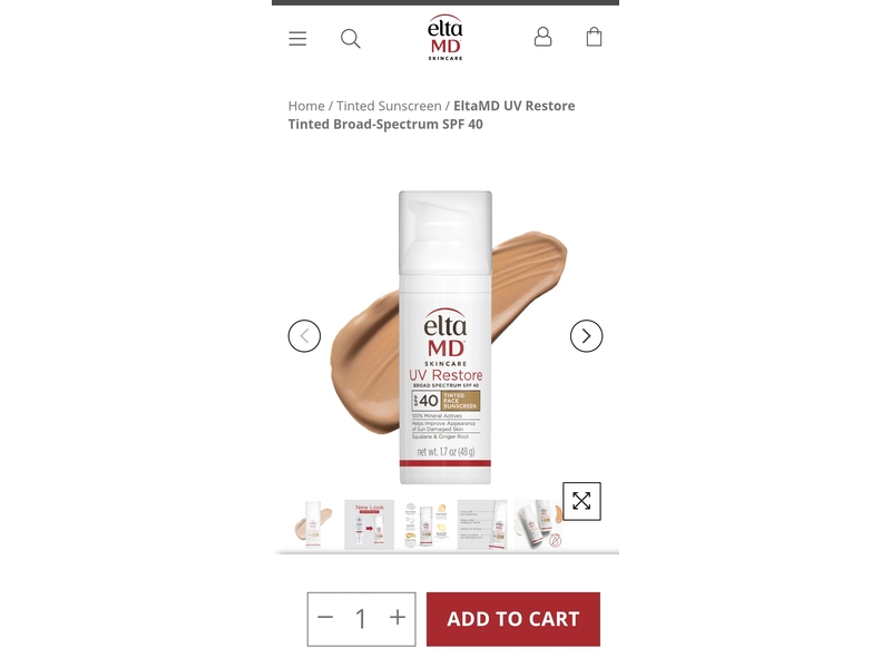 Elta Md Skincare UV Restore Tinted Sunscreen, SPF 40, 1.7 oz/48 g