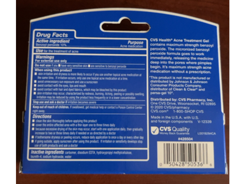CVS Health Maximum Strength Acne Treatment Gel, Benzoyl Peroxide, 1 oz/28 g