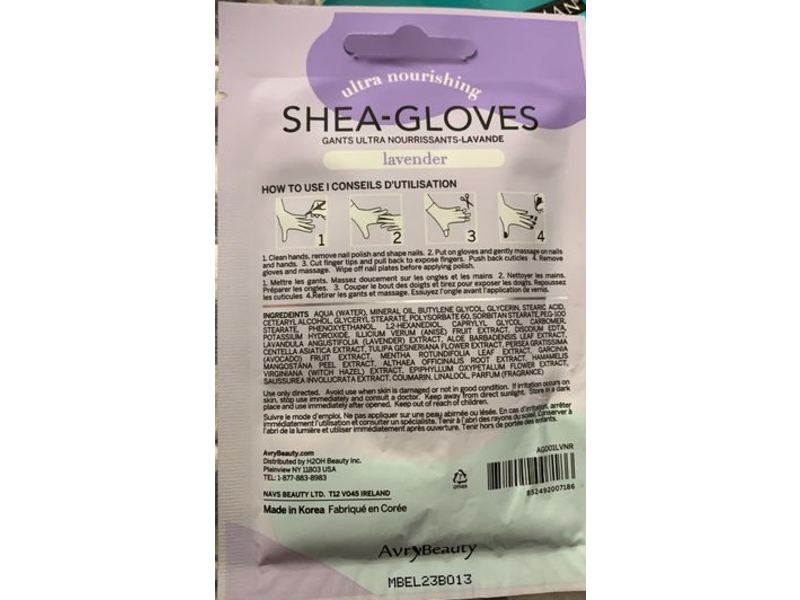 AvryBeauty Ultra Nourshing Shea-Gloves, Lavender, 0.54 fl oz/16 mL, 1Pair