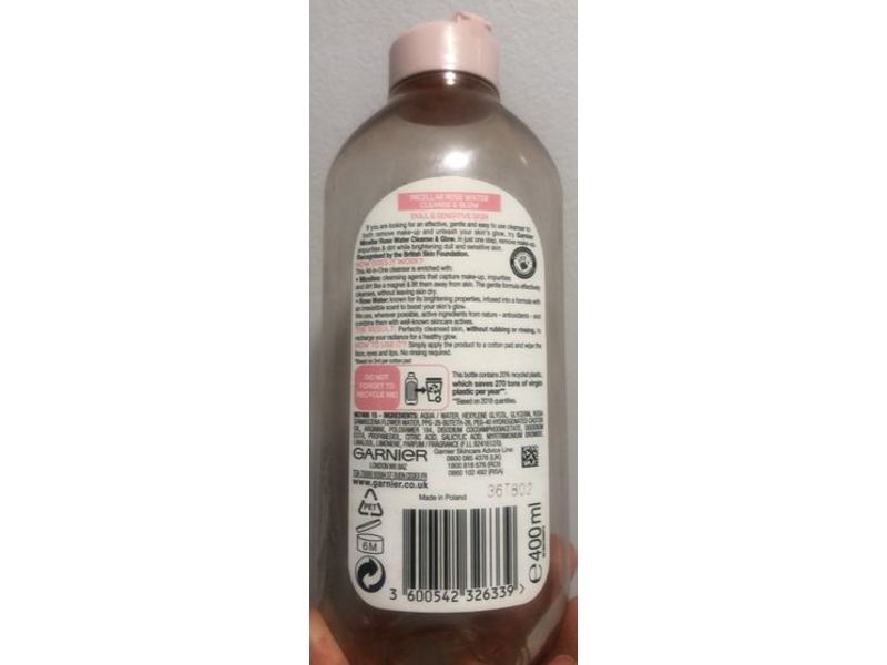 Garnier Micelles Rose Water Cleanse & Glow, 400 mL